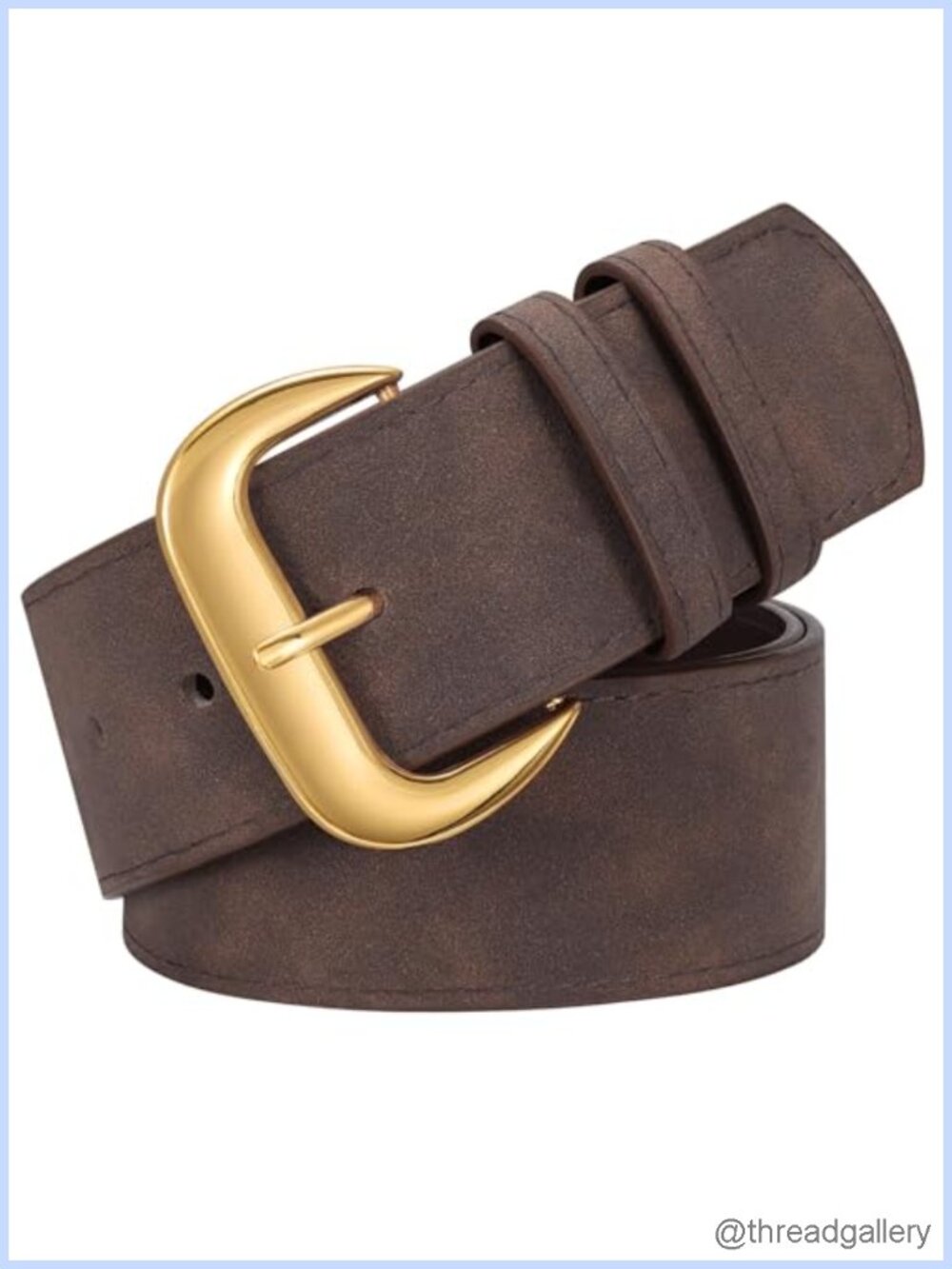 Wide Chunky Suede Belt with Gold Buckle for Women Dresses